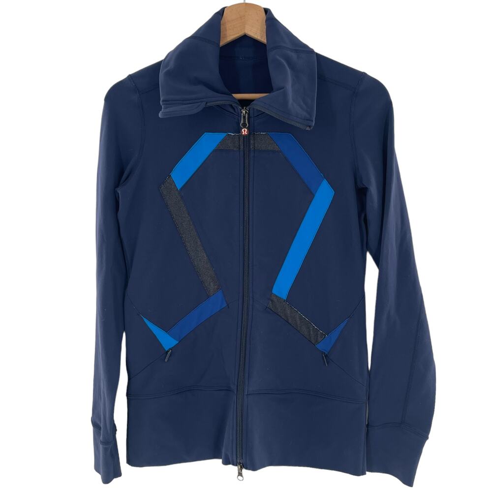 Lululemon Vintage Origami Full Zip Jacket in Navy Blue Size 4